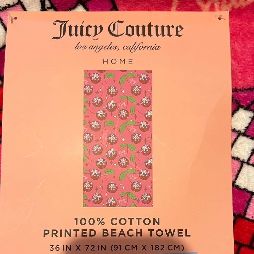 Juicy Couture Pink and Green Floral Towel